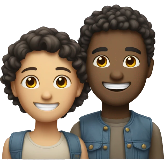 Two friends while smiling emoji
