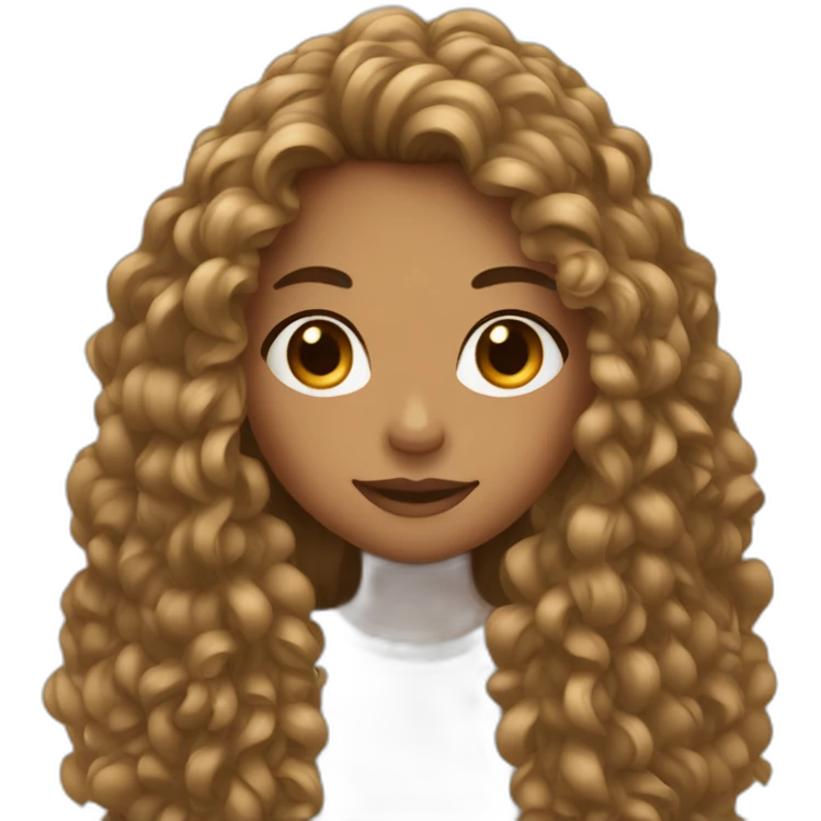 A girl with  long curly hair and wheat skin emoji