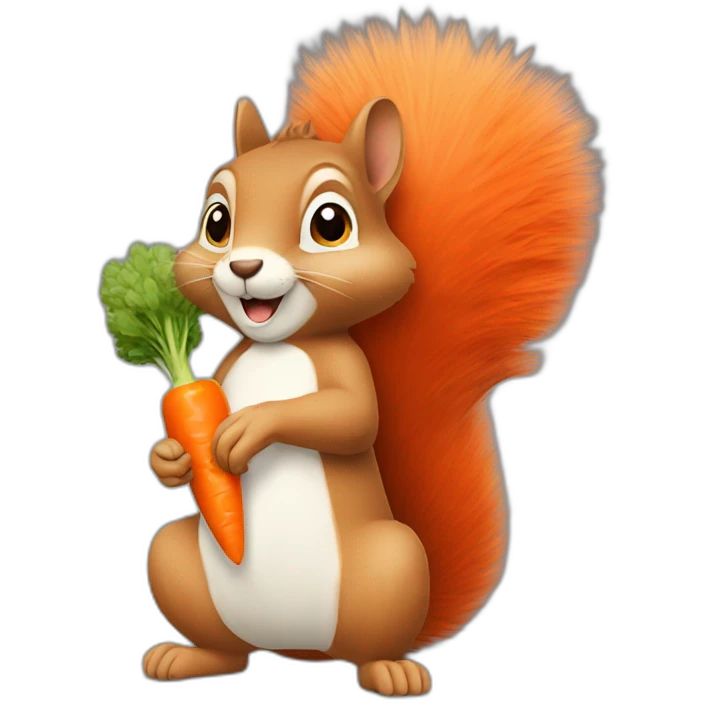 a squirrel holds a carrot in its paws emoji