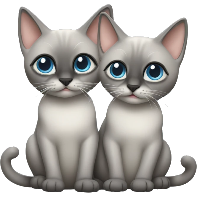 Two grey cats siamese  emoji