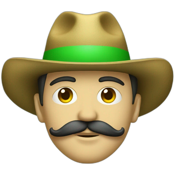 Persona con sombrero verde y bigote emoji