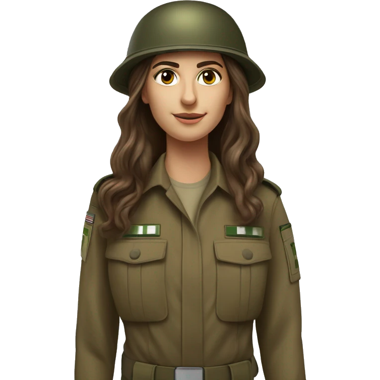 Realistic Idf female soilder long brown hair  emoji