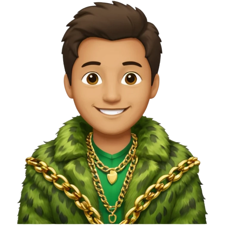 male in green fur coat  emoji
