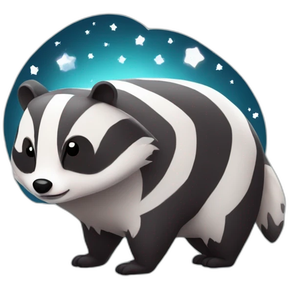 A cute badger with a sleep haters stars emoji