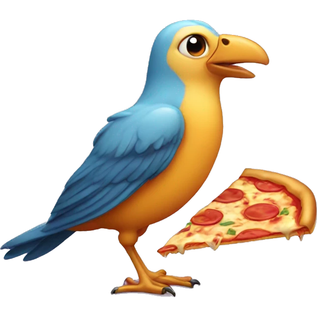Bird eating pizza emoji