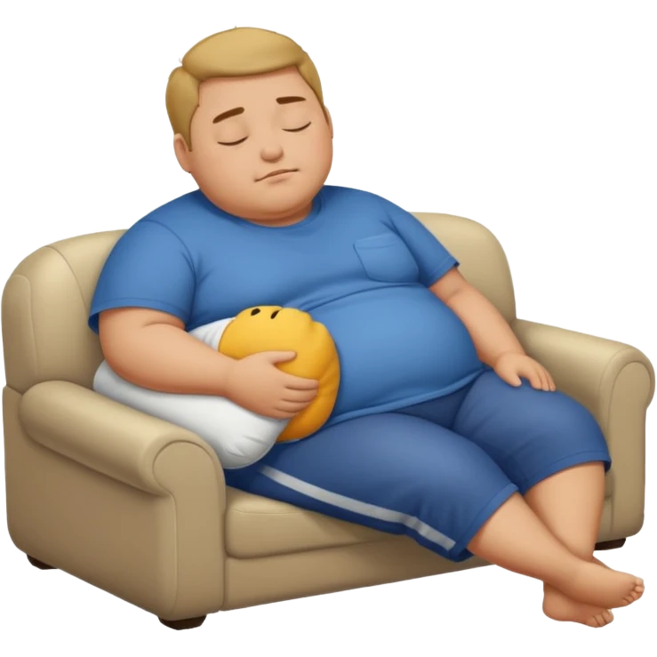 a lazy fat boy sleeping on a sofa emoji