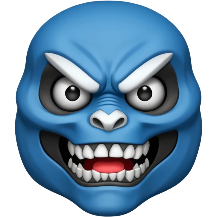 an apex predator with a black concrete body, white head, and scary blue face emoji