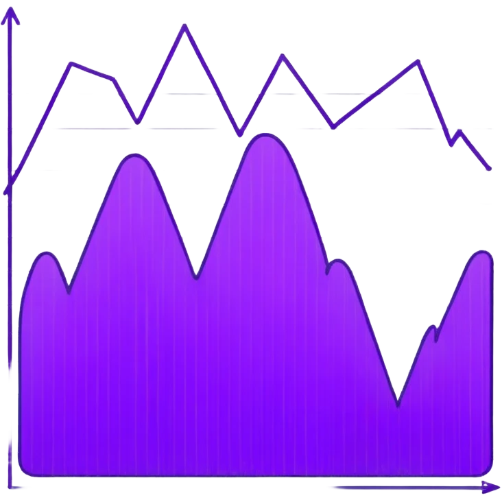 A line graph in the style of a purple Japanese sketch emoji