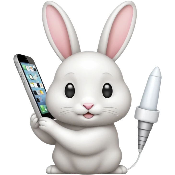 Crea un emoji de un conejo sosteniendo una glok realista de iPhone con  dos alas emoji