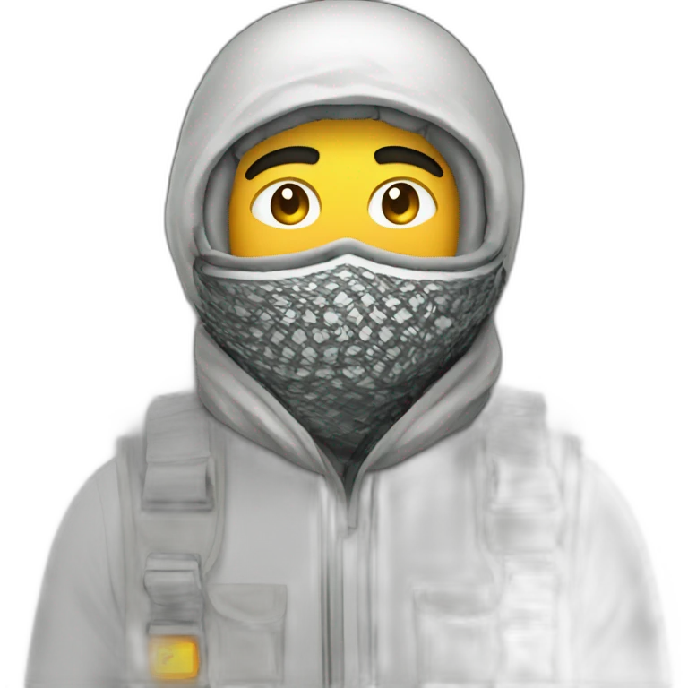 Arab Man in keffiyeh with electrical vest in a parachute emoji