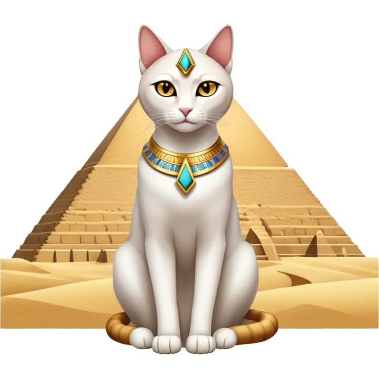 Egyptian cat full body sitting with pyramids background emoji