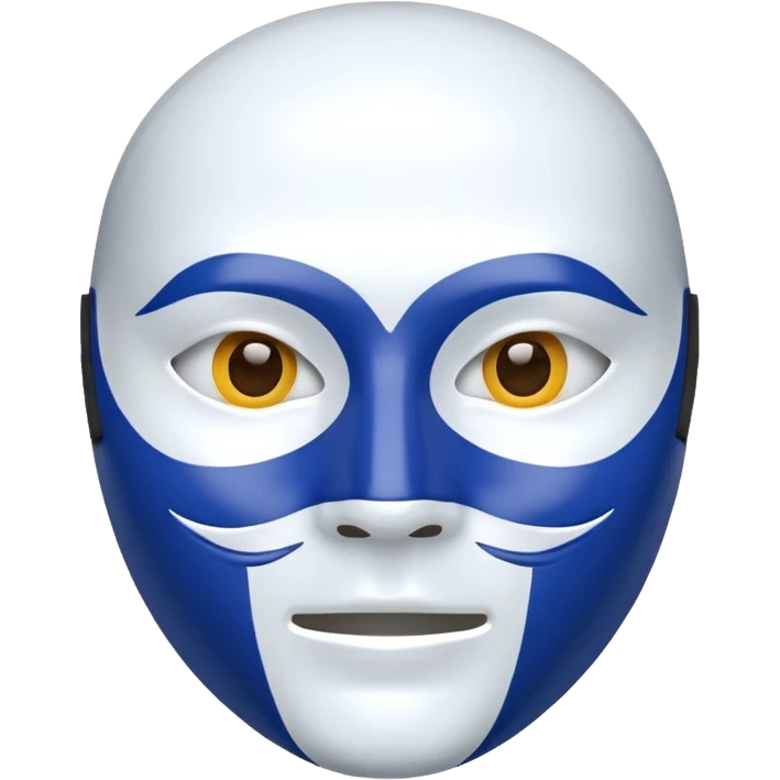 full face mask blue and white on two side one side blue other side white 50/50 sides emoji