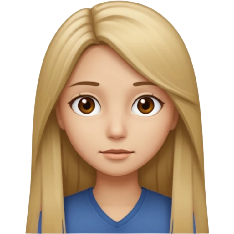 Create a girl whit dirty blonde long straight hair with brown eyes emoji