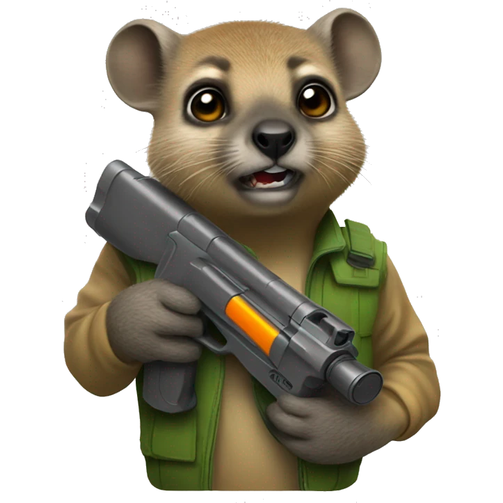 a hyrax holding a squirt gun emoji
