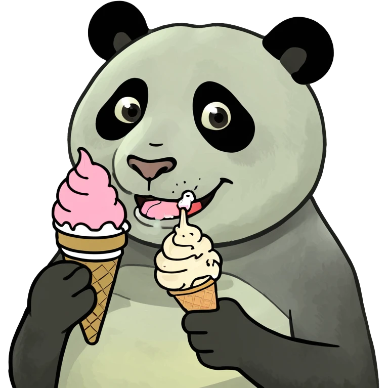 Panda eating ice cream emoji