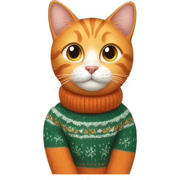 orange cat with winter sweater emoji