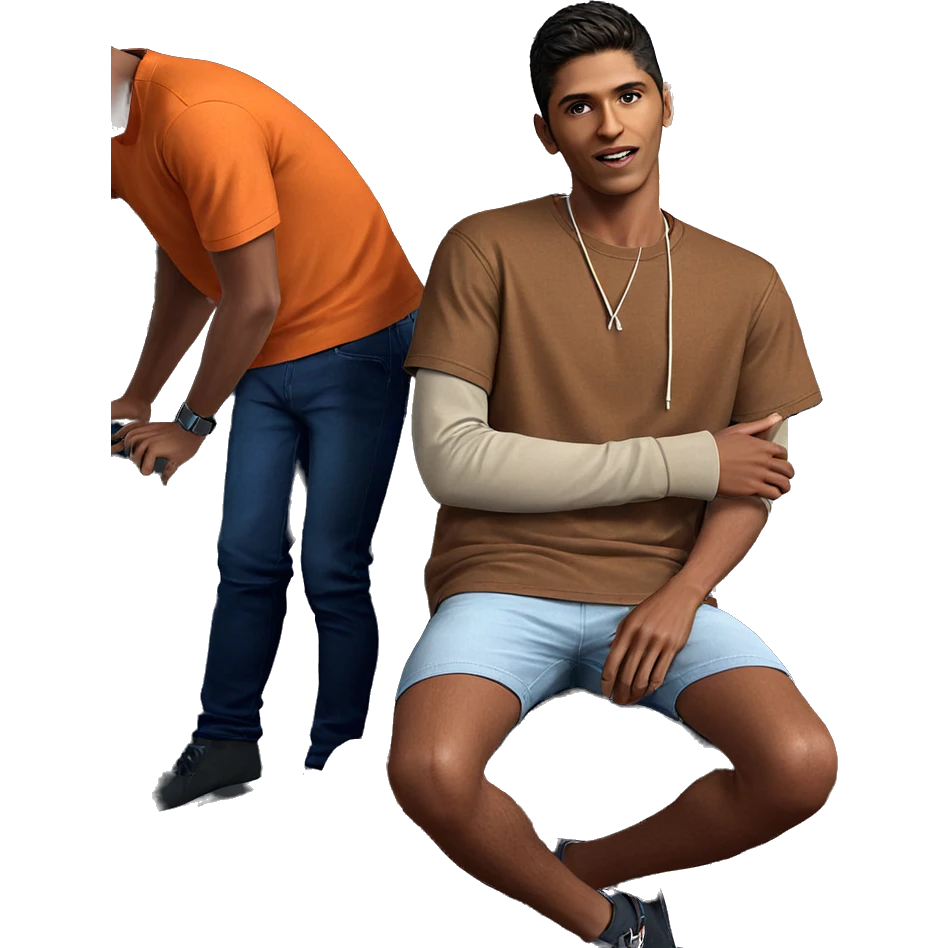 boys hanging out indoors emoji