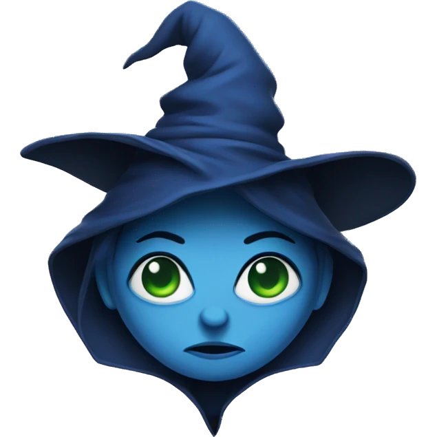 Evil witch wearing blue emoji