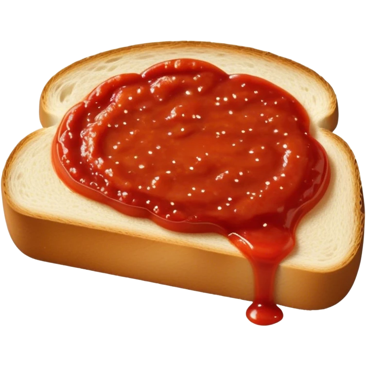 slice of bread with with a line  of tomatoe sauce on top emoji