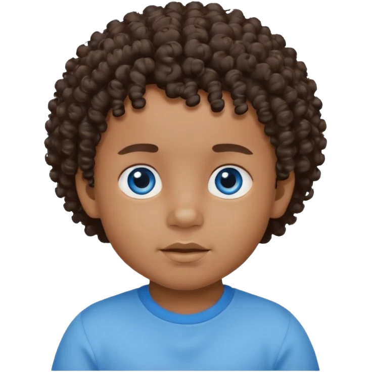 mixed baby boy with curly hair and blue eyes and dark skin emoji