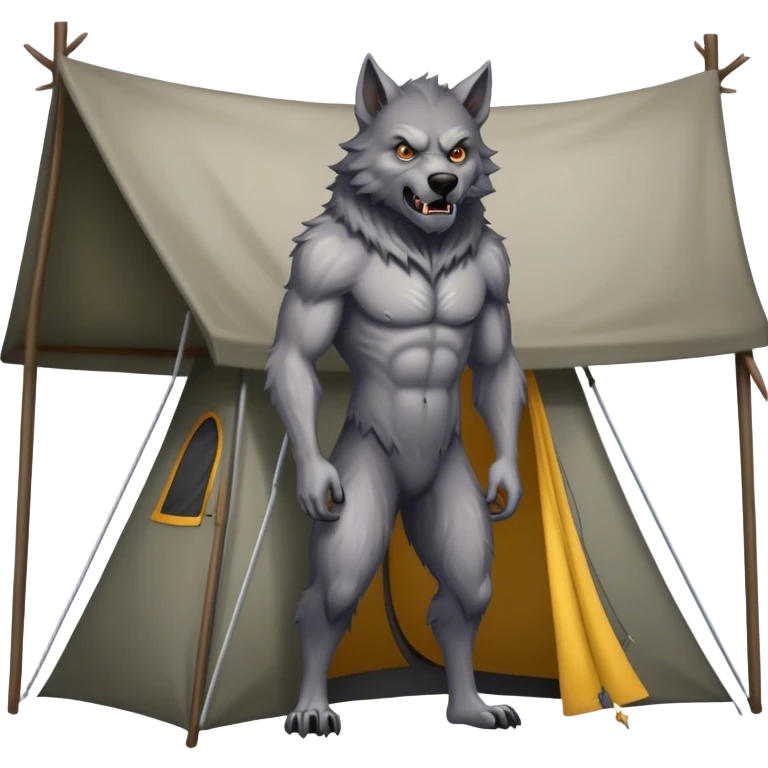 wearwolf standing outside of a tent emoji