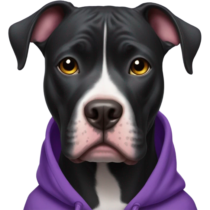 Black pitbull with purple hoody
 emoji