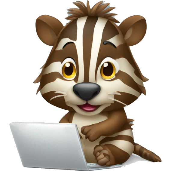 zebra as beaver with computer emoji