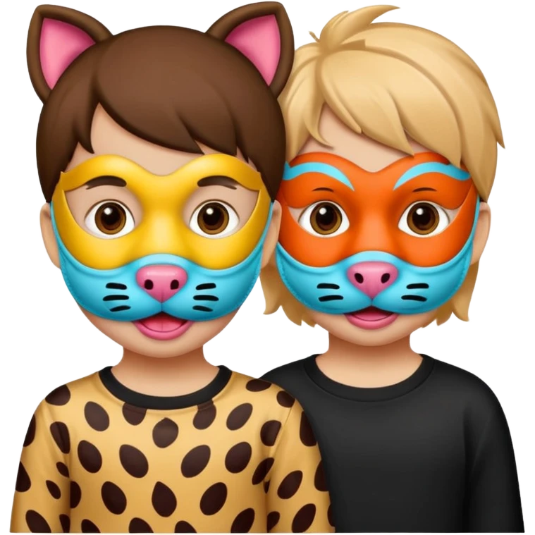 kids wearing animals design mouth mask emoji