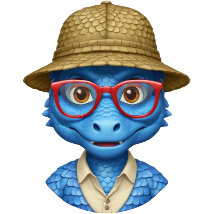blue dragon with shirt hat and glasses emoji