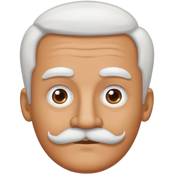 man with oval-shaped flat-top head and bushy white mustache emoji