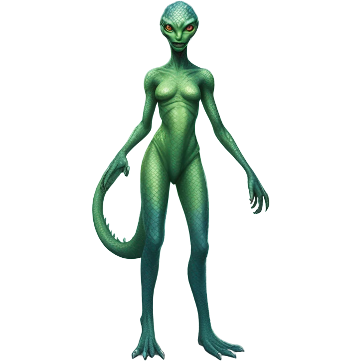 a reptilian alien woman full body emoji