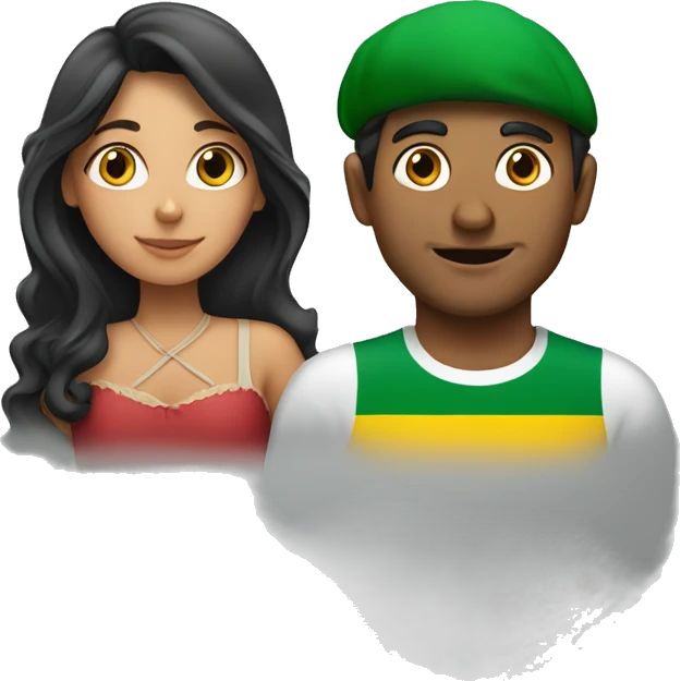 Brazilian girl and italian man abracing emoji