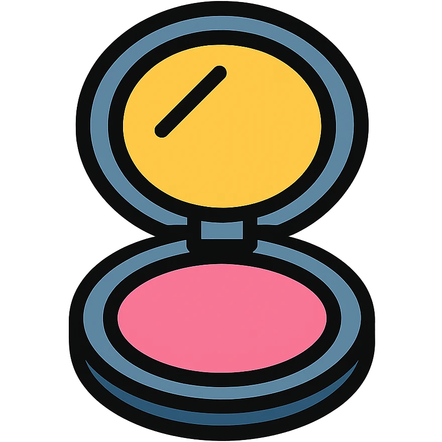pink powder compact icon with color outline emoji