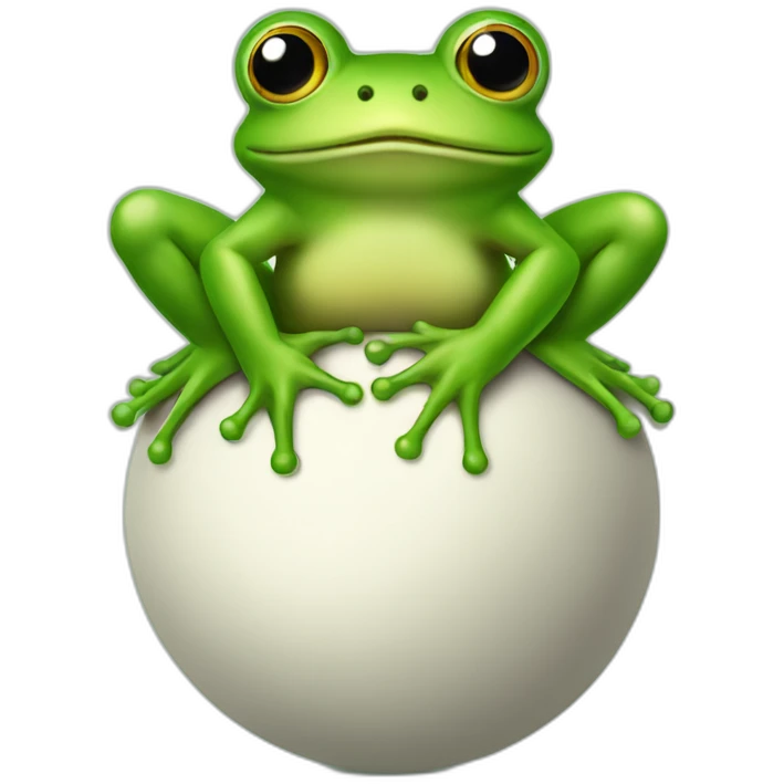 Frog sitting on top of 2 balls emoji