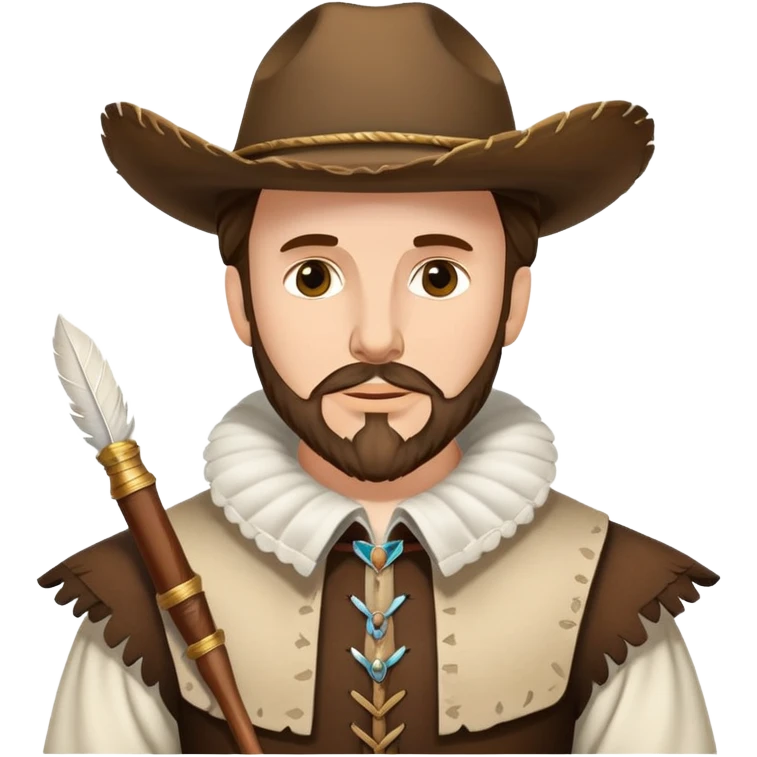 Shakespeare as a cowboy with ruff collar, quill pen and cowboy hat emoji