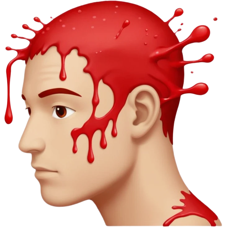 Red paint splashing from the side of a mans head emoji