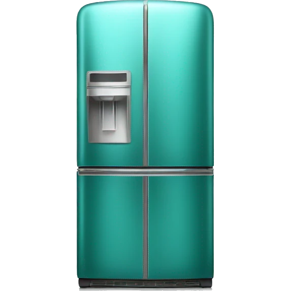 Realistic metallic teal fridge isolated.  emoji