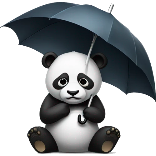 Sad panda Holding a umbrella  emoji