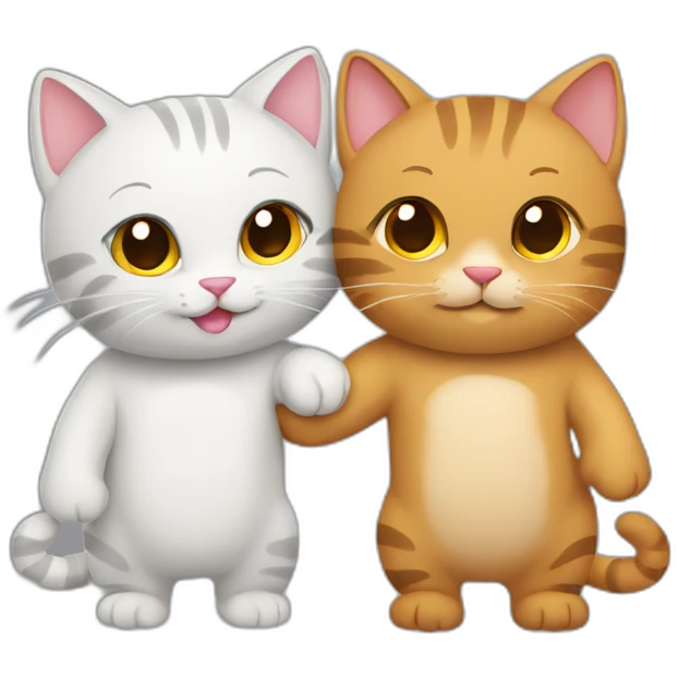 two cats holding hands emoji