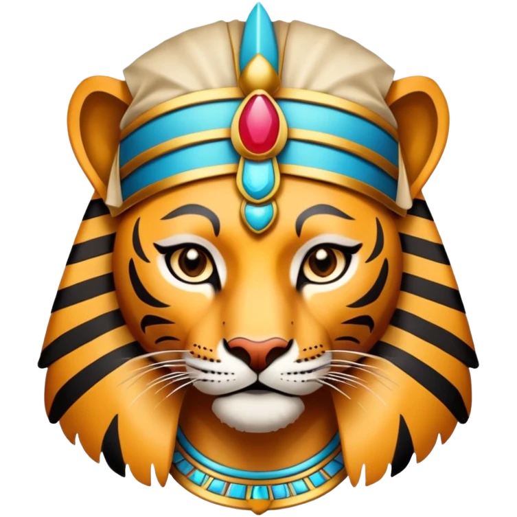 Tiger pharaoh with Egyptian headdress emoji