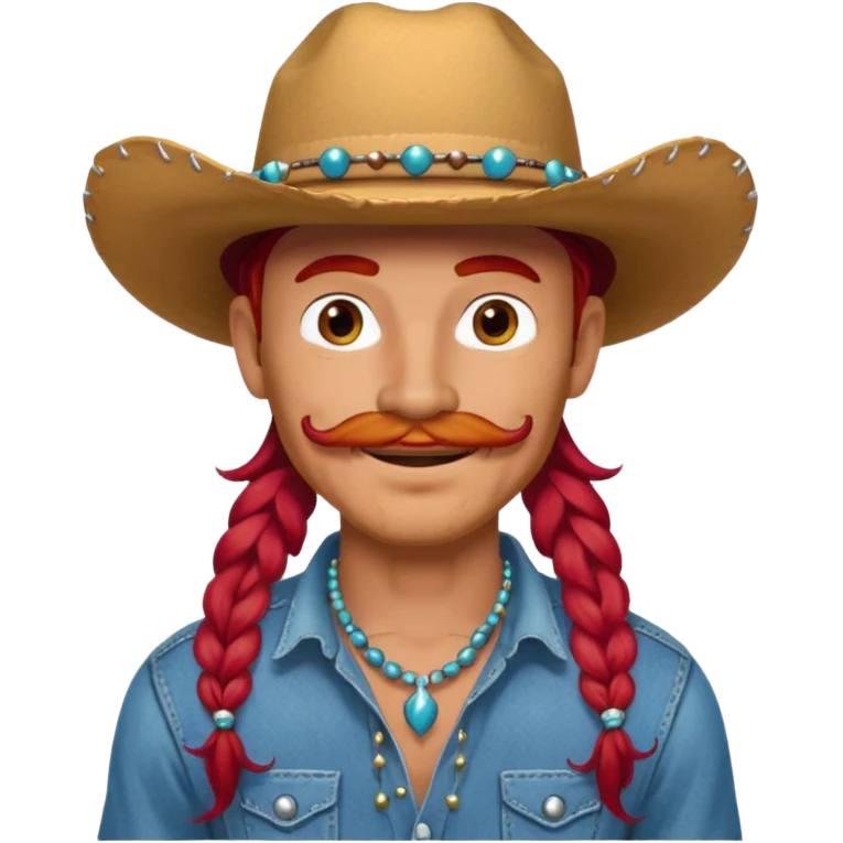 mustached cowboys bead and long red hair with tattoos on face  emoji