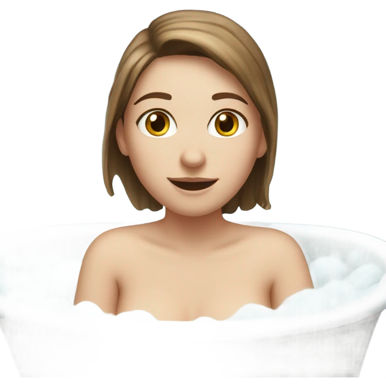 Bathtub white girl brown hair covered In bubbles  emoji