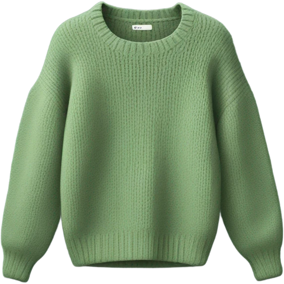 Sage and green cropped oversize wool sweater, isolated emoji