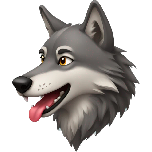 Wolf in love with hanging tongue emoji