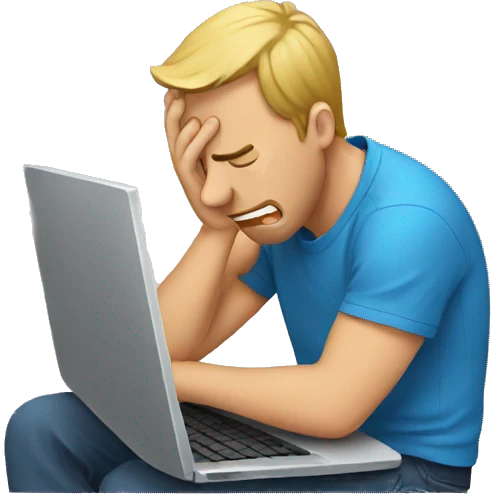 man crying at his laptop emoji