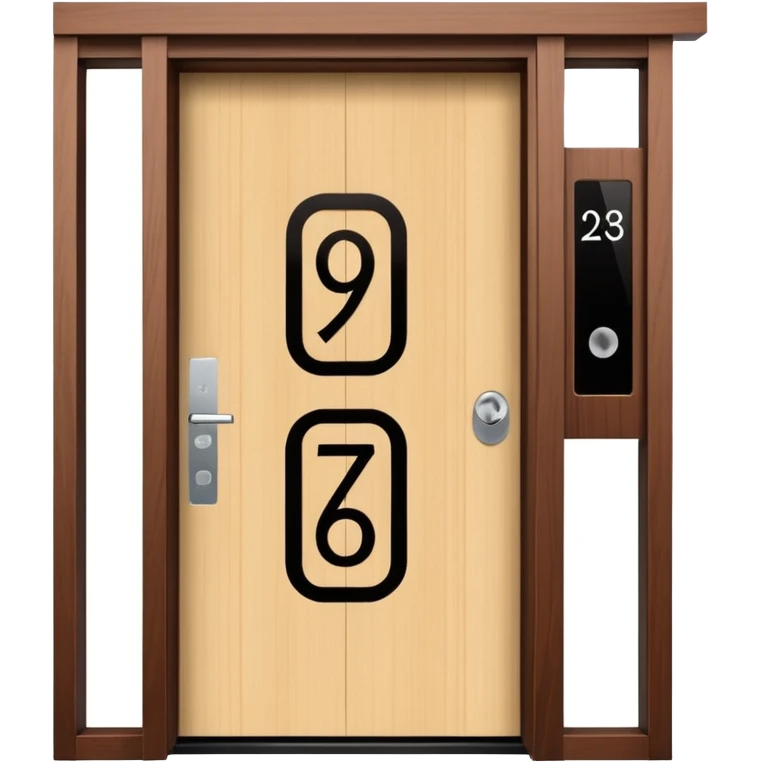 modern villa door number wood Japanese with smart screen lock emoji