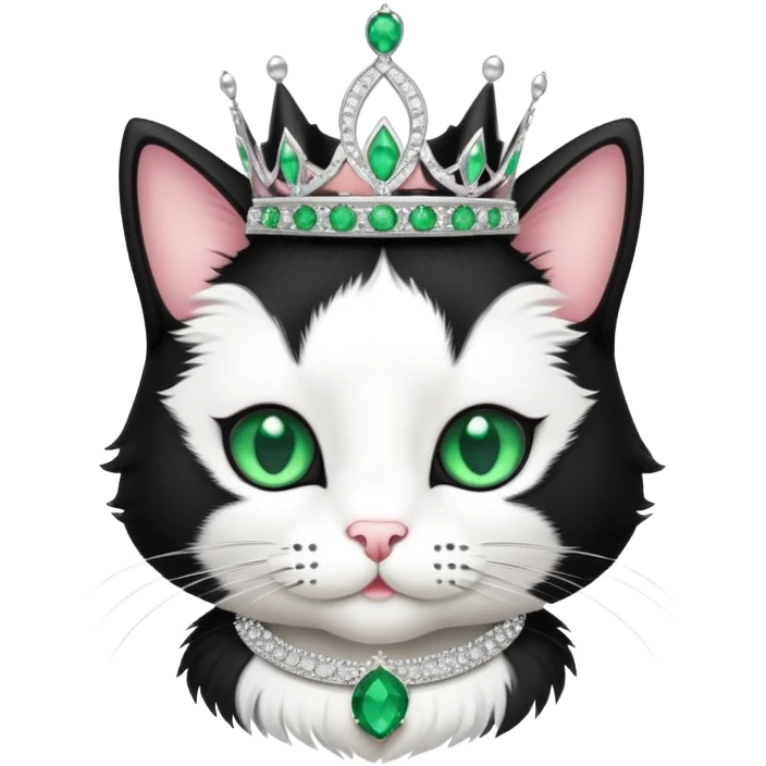 tuxedo cat wearing a tiara emoji