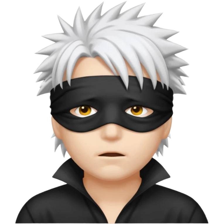 a person with a blinfold covering their eyes and spiky white hair emoji