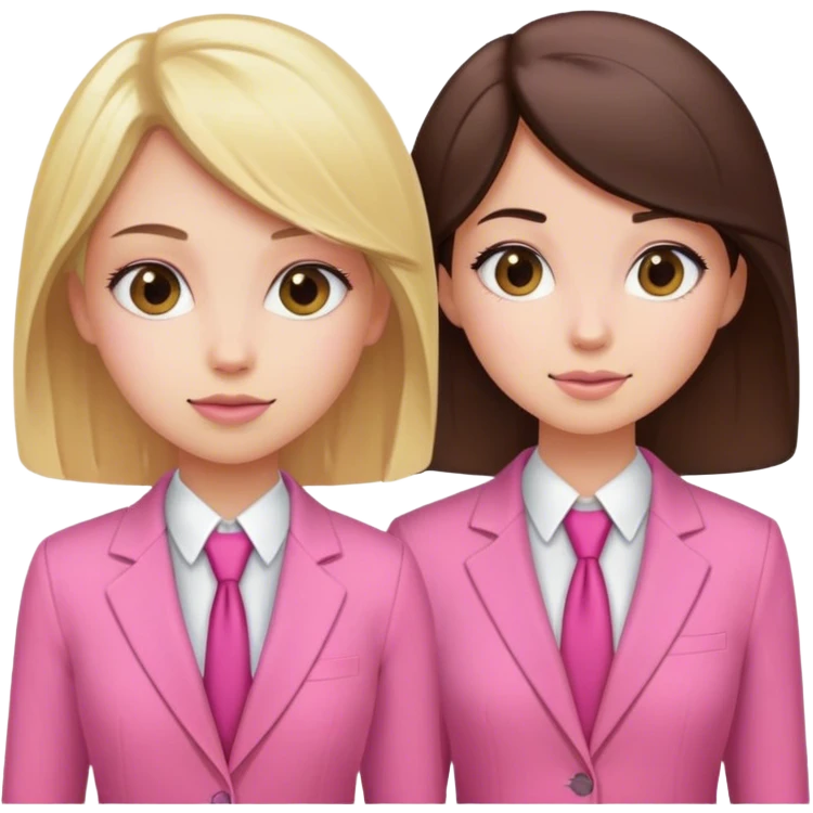 Blond girl pink suit with brune girl pink suit emoji