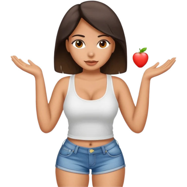 a big chested, big butt latina in a tank top and shorts emoji